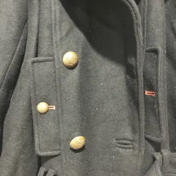 Free People Manteau Cecelia Peacoat Button Front Buckle Detail Black M $348 - Picture 13 of 16